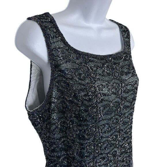 ADRIANNA PAPELL Vintage Beaded Silk Top Size 10 - Picture 2 of 8